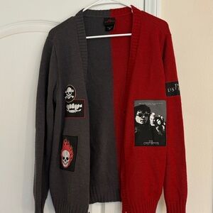Red and Gray Men's Cardigan
